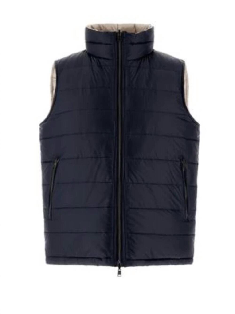 NEW HERNO men's reversible nylon ultralight waistcoat in blue/chantilly-9219